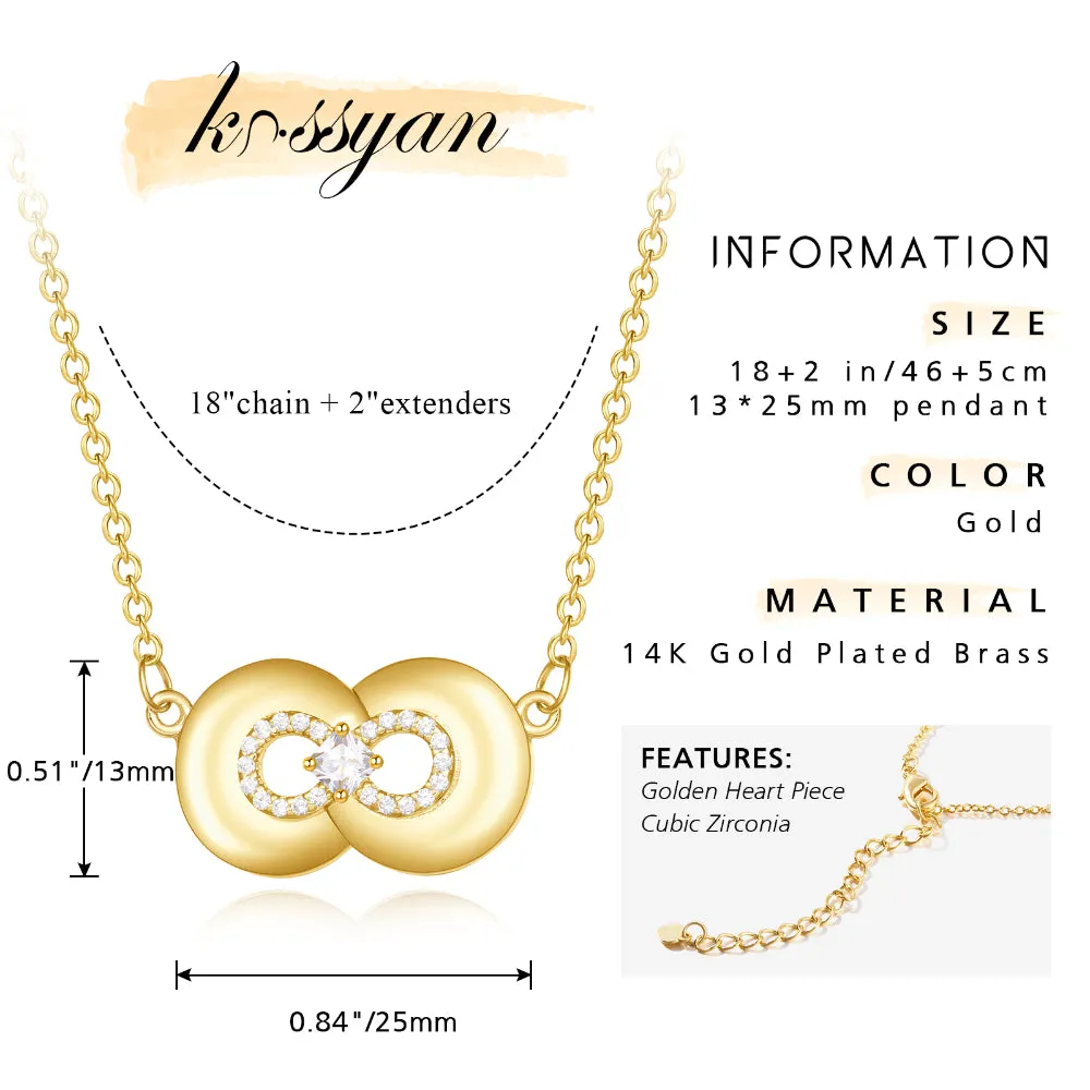 14K Gold Love Knot Pendant Necklaces-Infinity