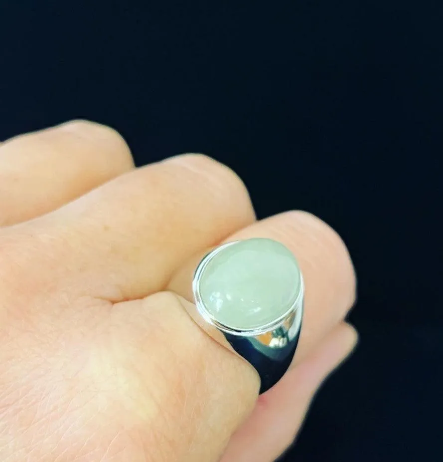 1930s Oval Jade 15ct White Gold Ring