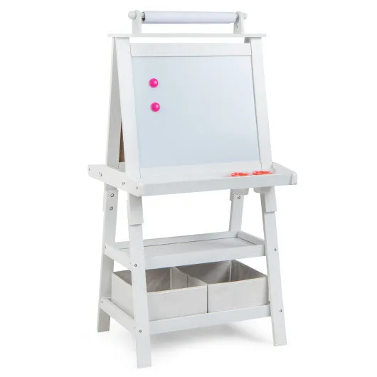 3-in-1 Double-Sided Storage Art Easel-White