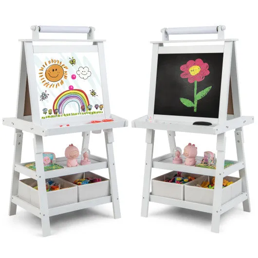 3-in-1 Double-Sided Storage Art Easel-White