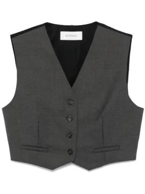 Adesso Cropped Stretch Wool Waistcoat in Grey