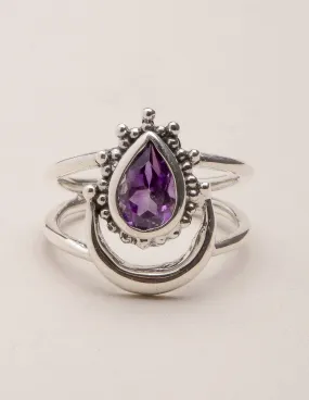 Amethyst Vintage Moon Ring