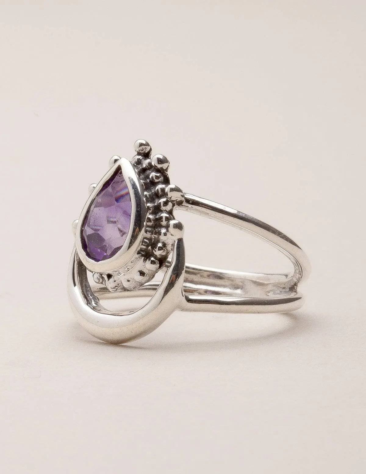 Amethyst Vintage Moon Ring