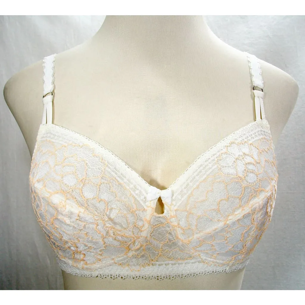 Amoena 43925 Adriana Lace Wire Free Mastectomy Bra 32B Apricot & Ivory NWT