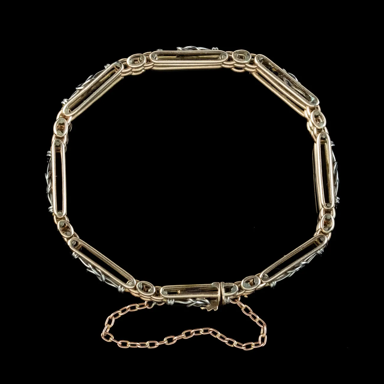 Antique Edwardian Love Knot Gate Bracelet Platinum 15ct Gold