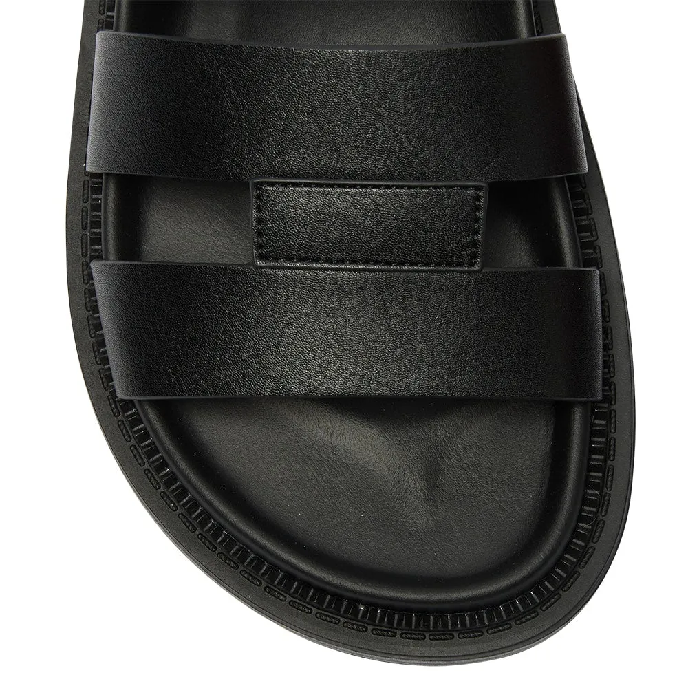 Balmoral Sandal in Black Smooth