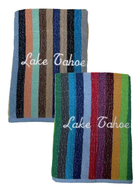 Beach and Boat Gear Beach Towel Multi -Stripe, Embroidered Lake Tahoe