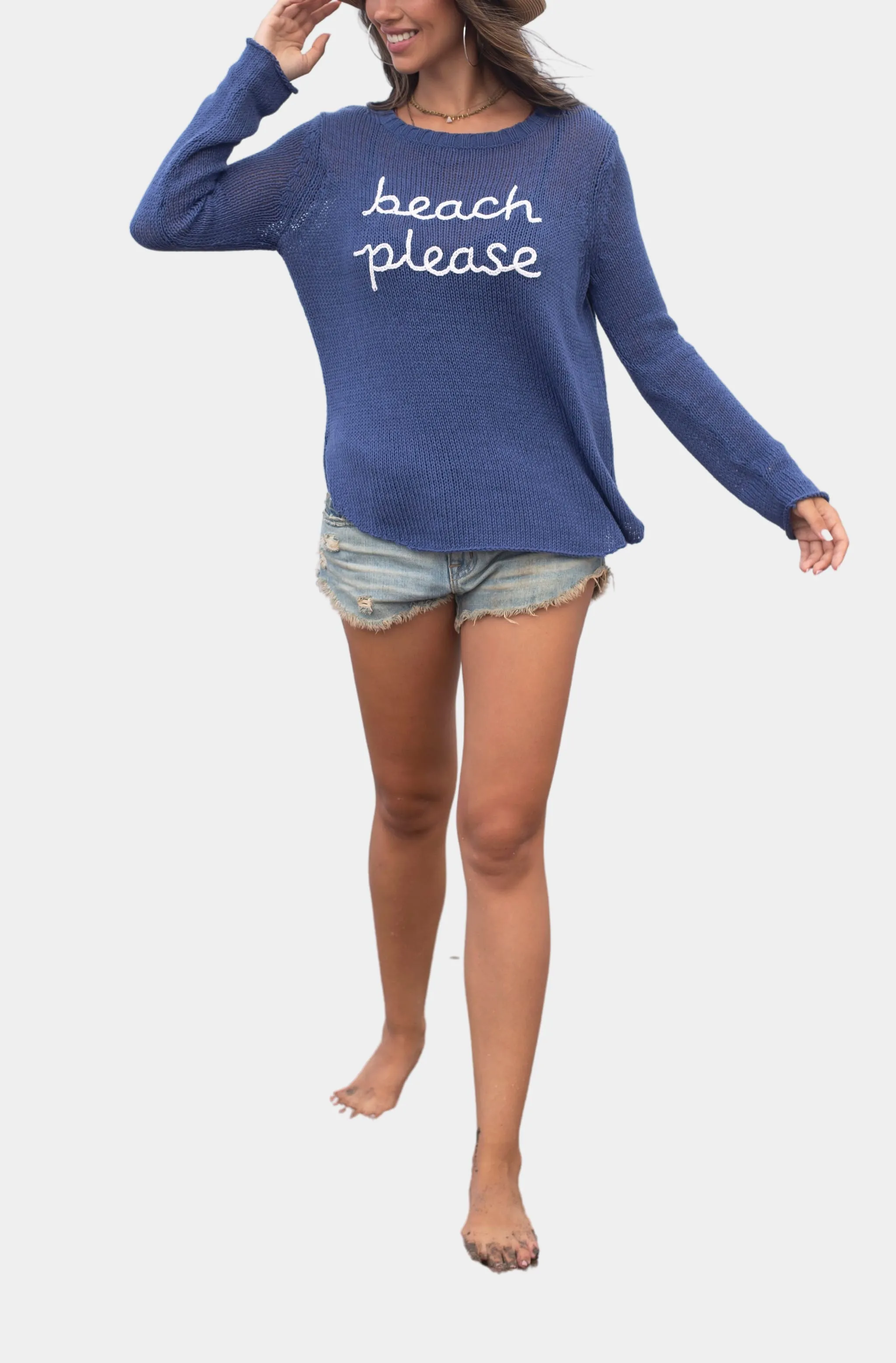 Beach Please Crew Cotton Sweater