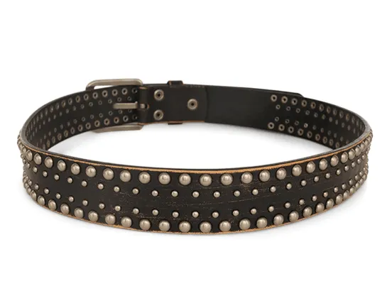 Bed Stu Crystal Belt in Black Abrasive Genuine Leather with Studs A100029-BLAB