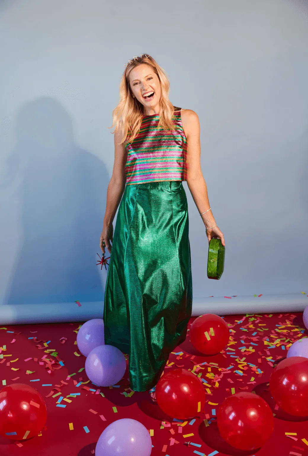 Birthday Guest Skirt - Green Lame