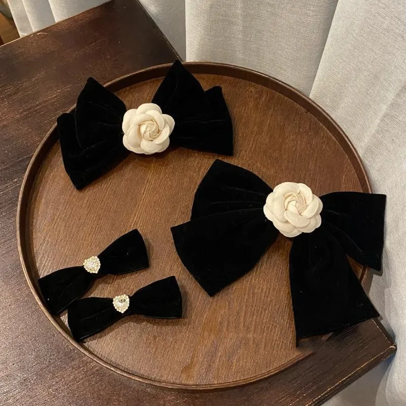 Black Velvet Bow Hair Clip