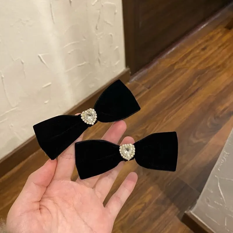 Black Velvet Bow Hair Clip