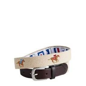 Bowsprit Belt Tan Embroidered With Racing Horses