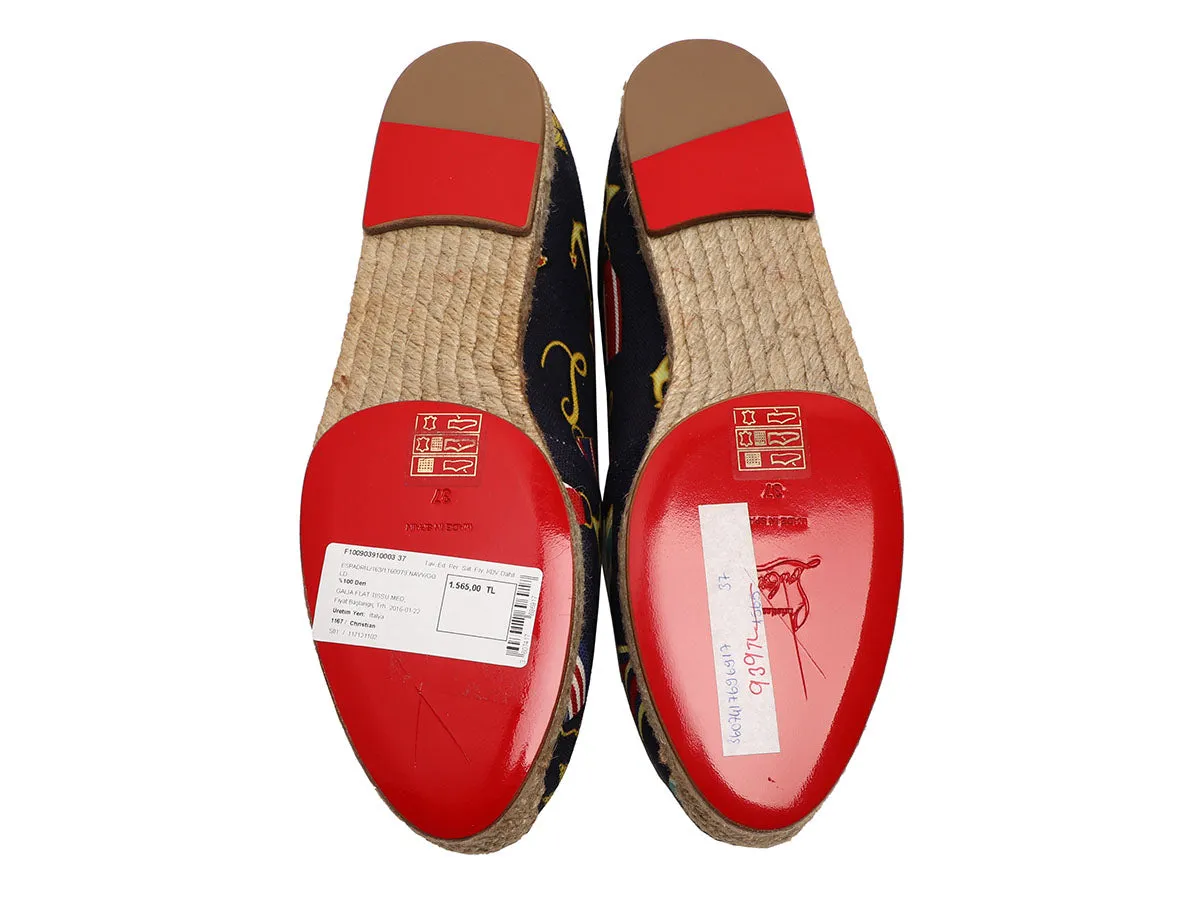 Christian Louboutin Navy and Gold Galia Espadrilles