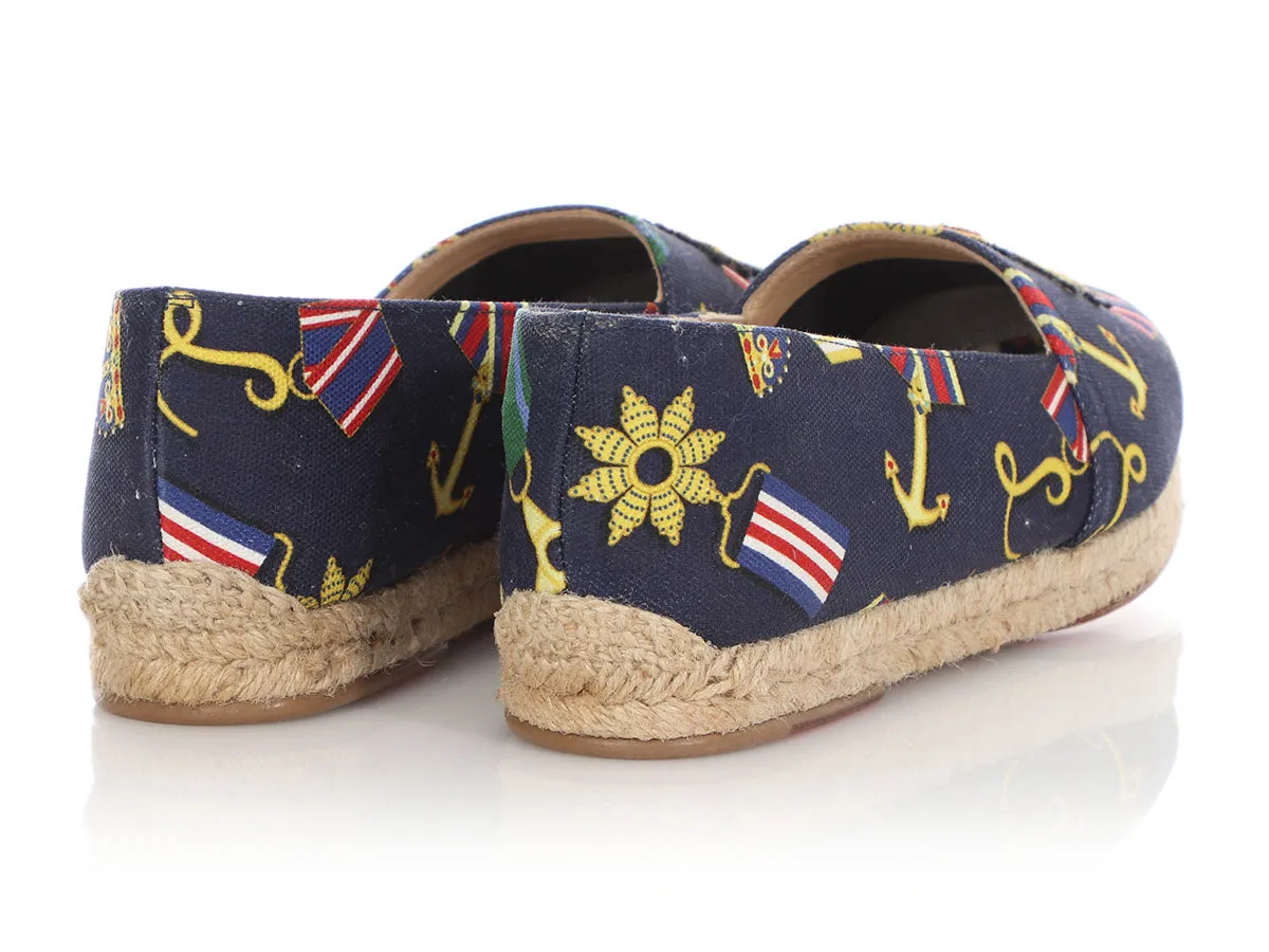 Christian Louboutin Navy and Gold Galia Espadrilles