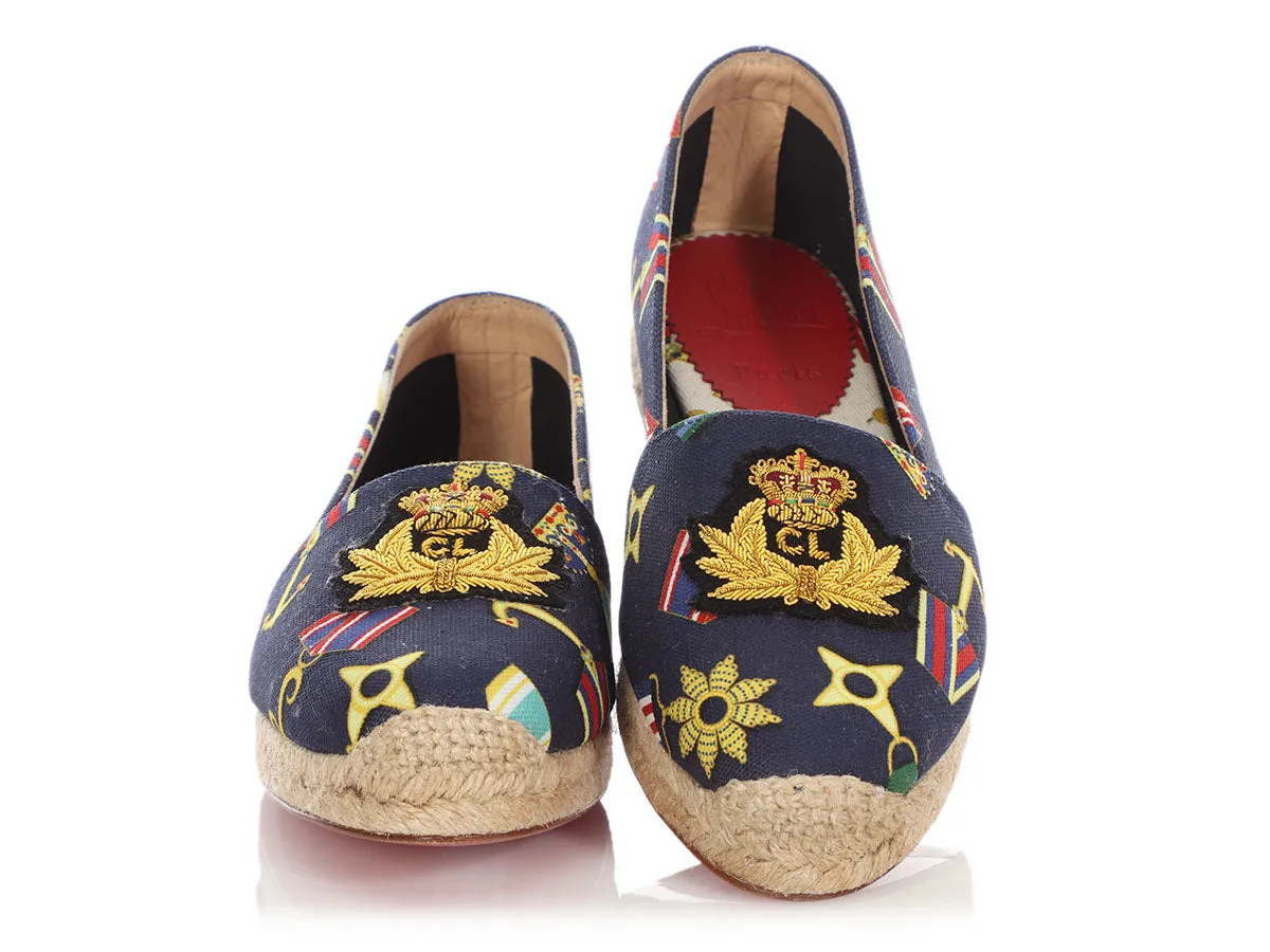 Christian Louboutin Navy and Gold Galia Espadrilles