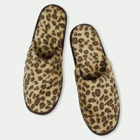 closed toe slide slipper, cheetah print