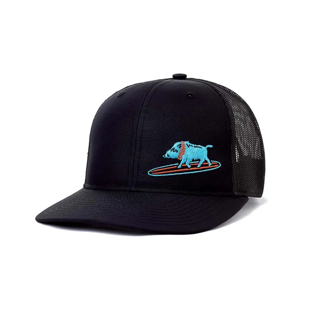 Embroidered Surfing Boar Black Snapback