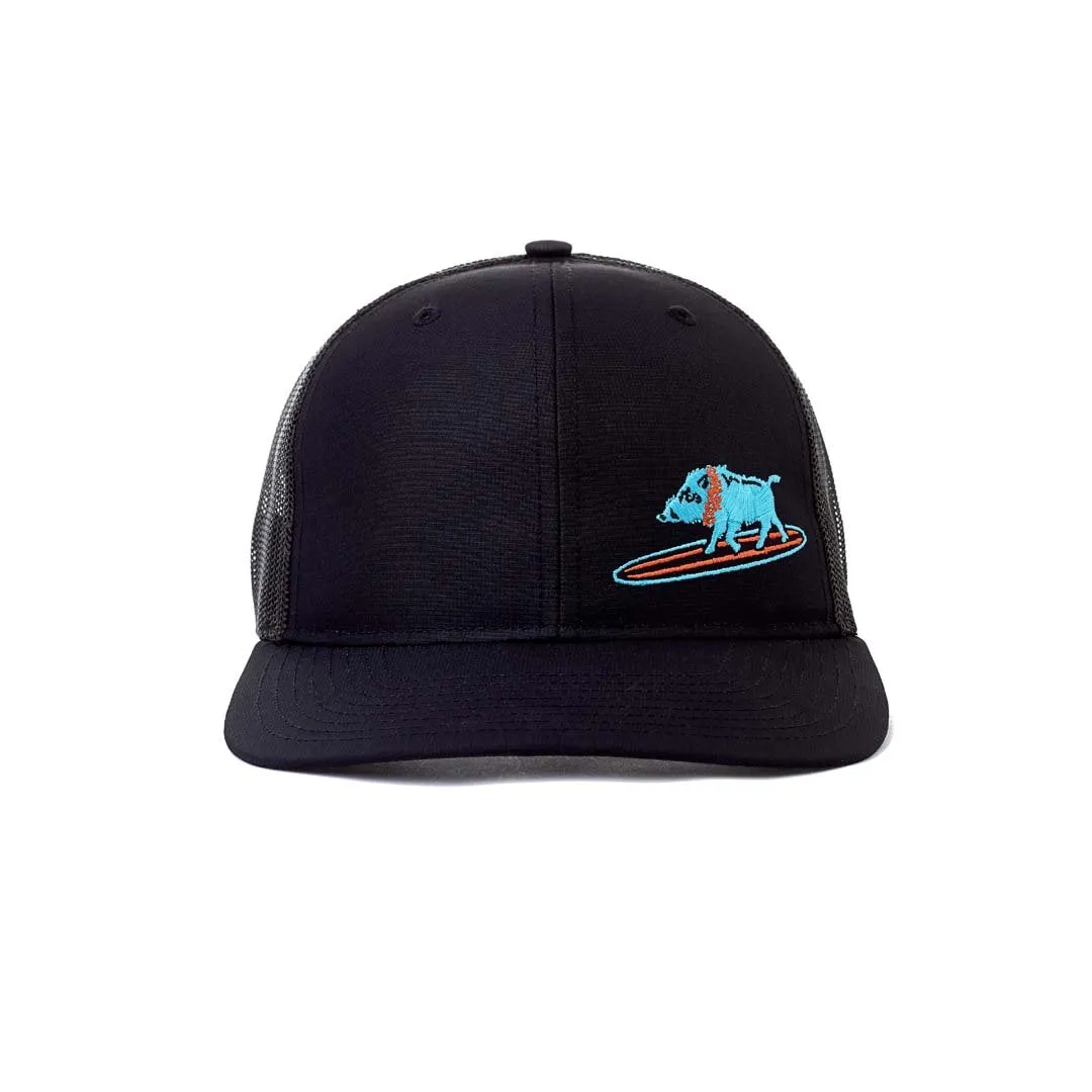 Embroidered Surfing Boar Black Snapback