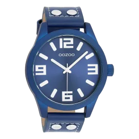 Forest green OOZOO watch with dark blue leather strap - C1092