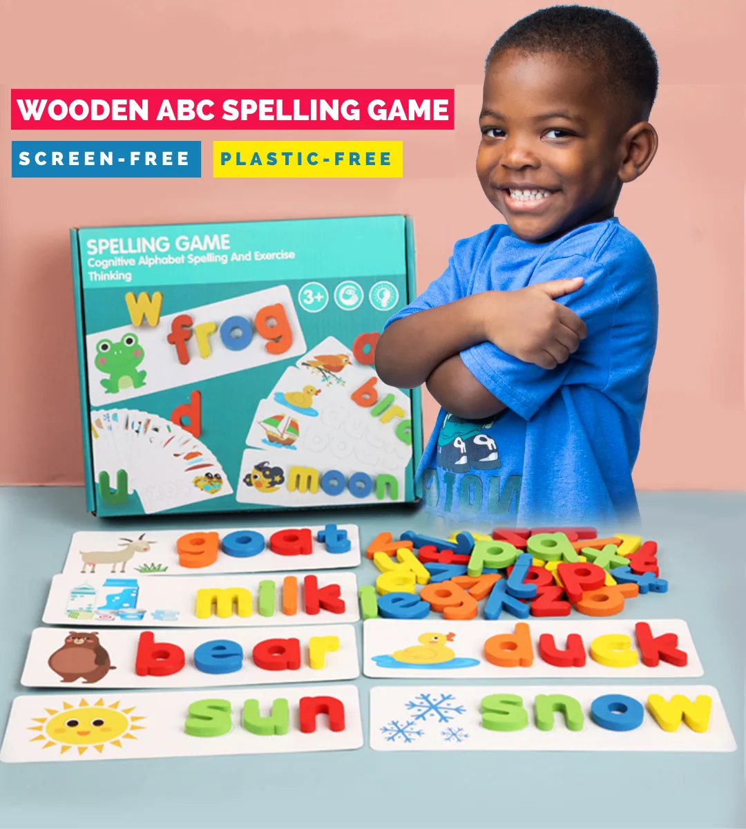 Fun Learning - Wooden ABC Spelling Game Set