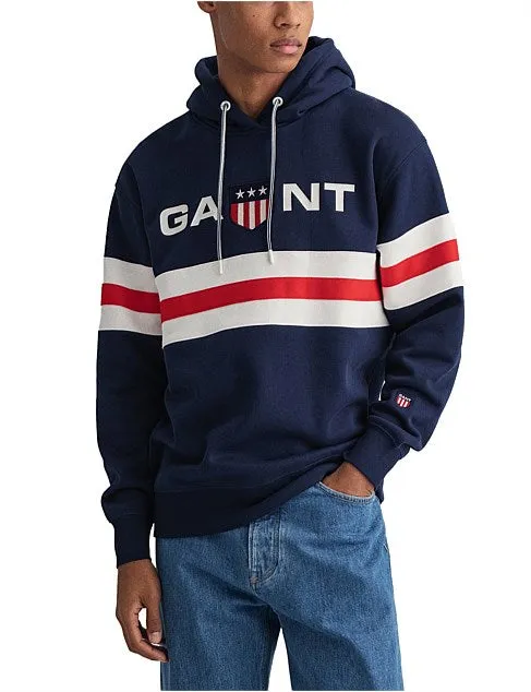 Gant - Retro Shield Relaxed Hoodie - Evening Blue