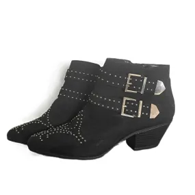 INC International Concepts Black Studded Buckle Detail Ankle Boots