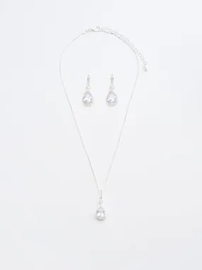 Jewelled Tear Drop Earring & Necklace Set