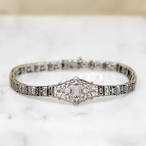 Lacy Filigree Diamond Art Deco Line Bracelet