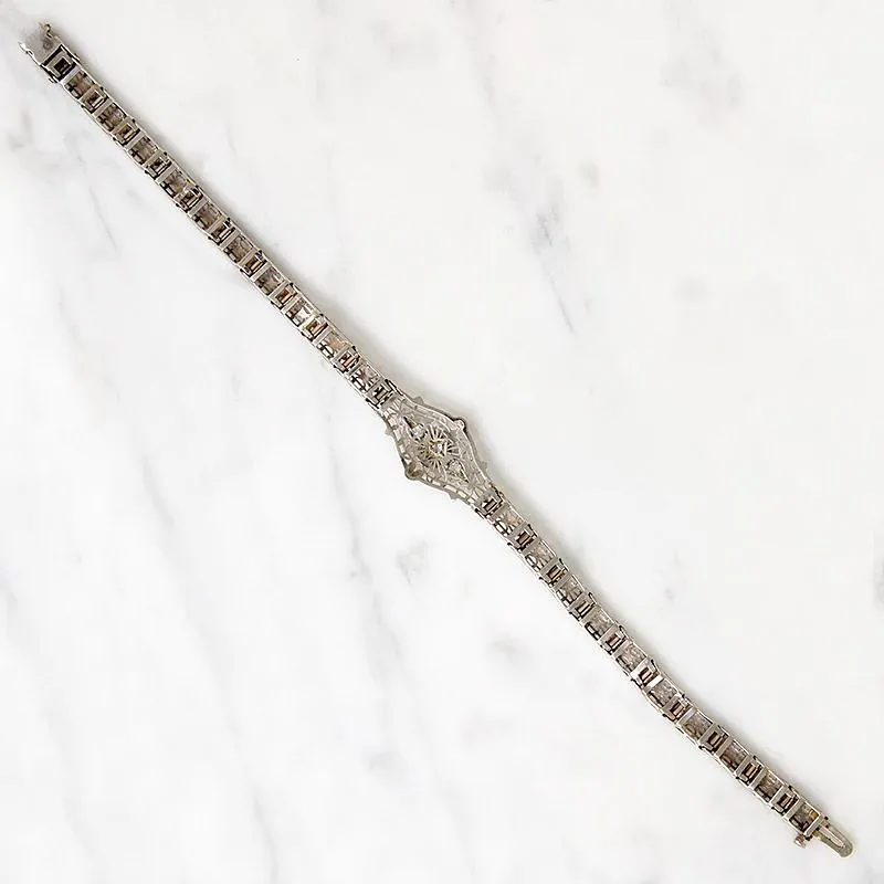 Lacy Filigree Diamond Art Deco Line Bracelet