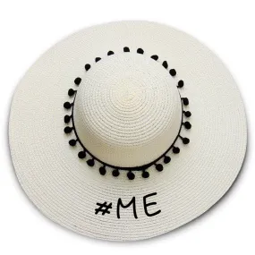 #me print Floppy Beach Hat - Black Pompoms