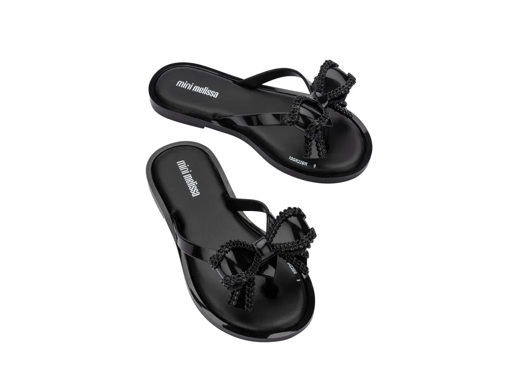 Mini Melissa Black Kids Flipflops For Girls