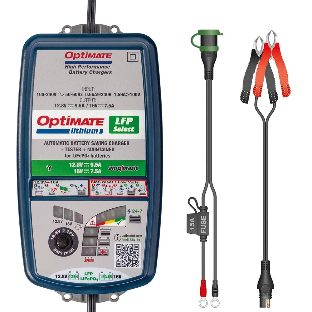 OptiMate TM-271 V2 Lithium LFP / LiFePO4 Select Automatic Battery Charger & Maintainer [12.8-13.2 V / 16 V]