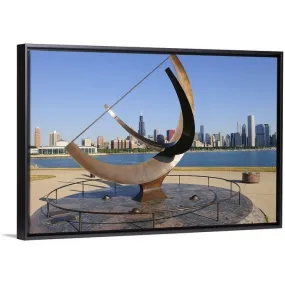 "'Man Enters the Cosmos' near the eastern end of the museum campus, Chicago, I" Black Float Frame Canvas Art