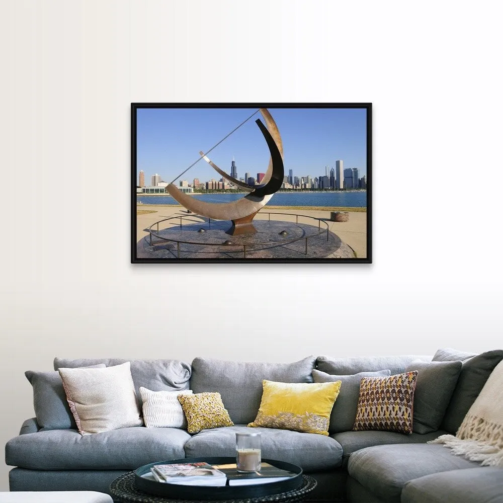 "'Man Enters the Cosmos' near the eastern end of the museum campus, Chicago, I" Black Float Frame Canvas Art