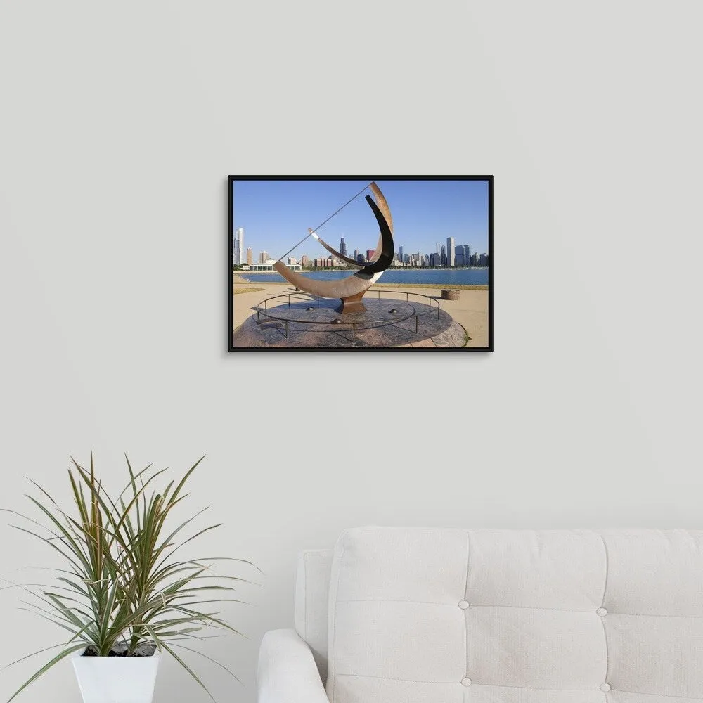 "'Man Enters the Cosmos' near the eastern end of the museum campus, Chicago, I" Black Float Frame Canvas Art