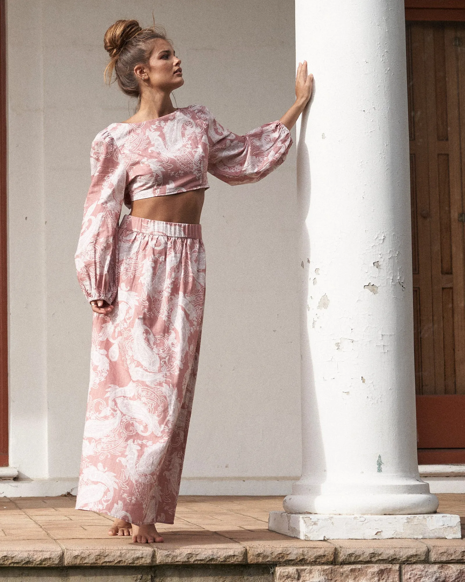 Rosa Paisley Linen Crop Top