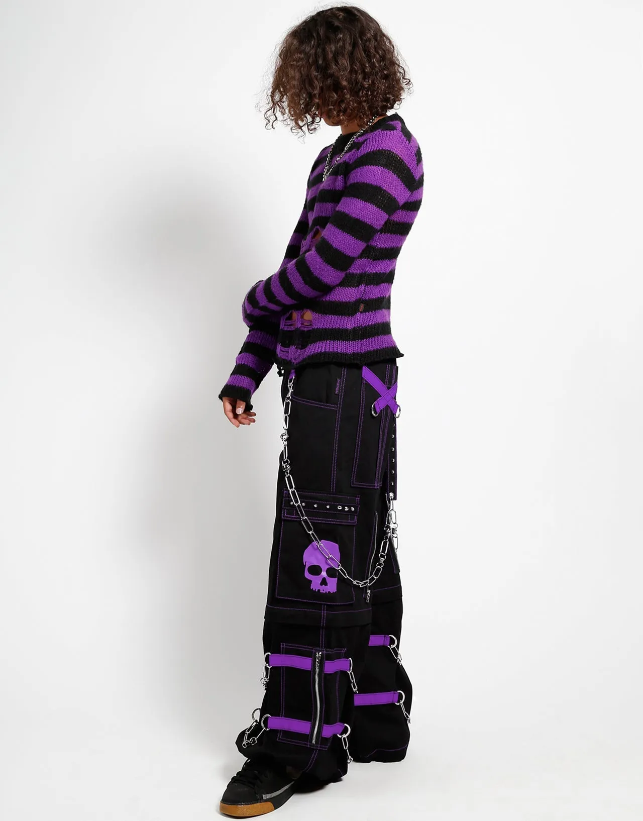 SKULL ZIP OFF PANT PURPLE