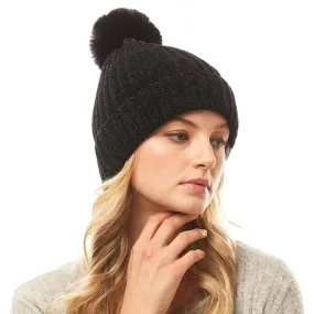 Soft Cozy Solid Chenille Pom Pom Beanie Hat