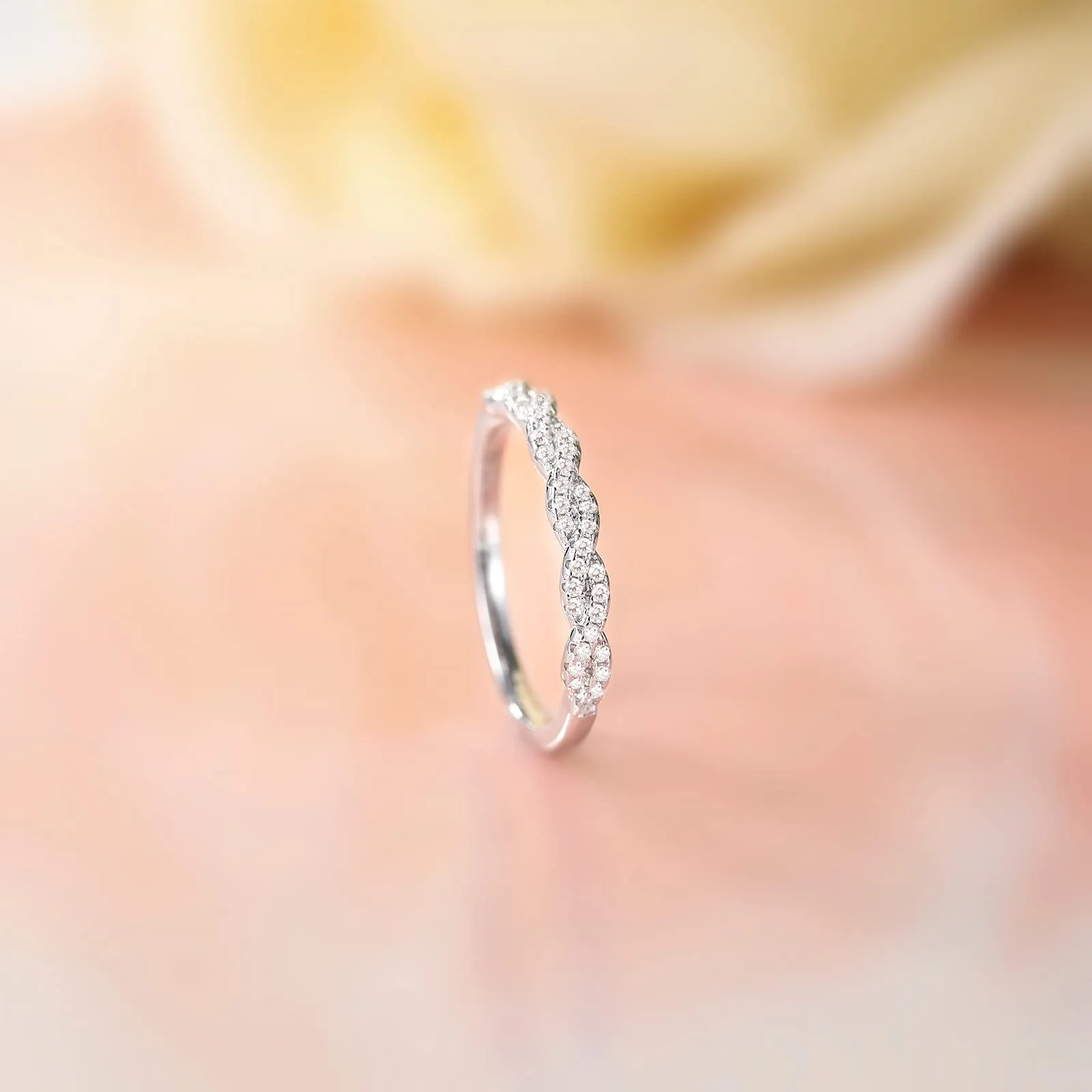 Sterling Silver Twisted Rope Half Eternity Ring