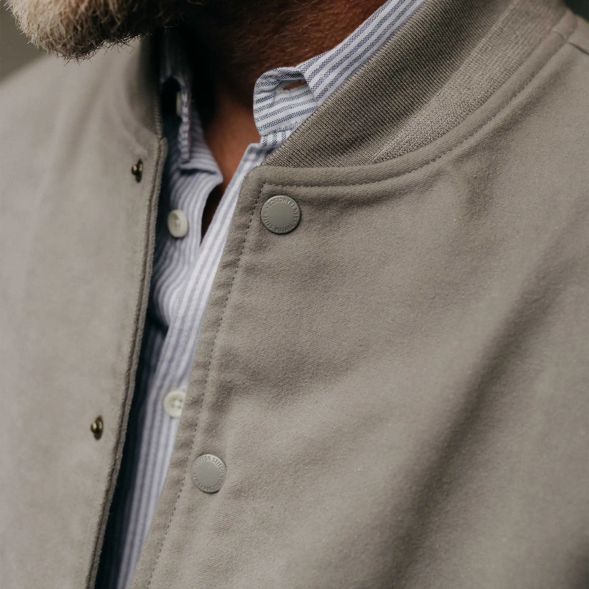 The Campus Jacket in Grey Moleskin