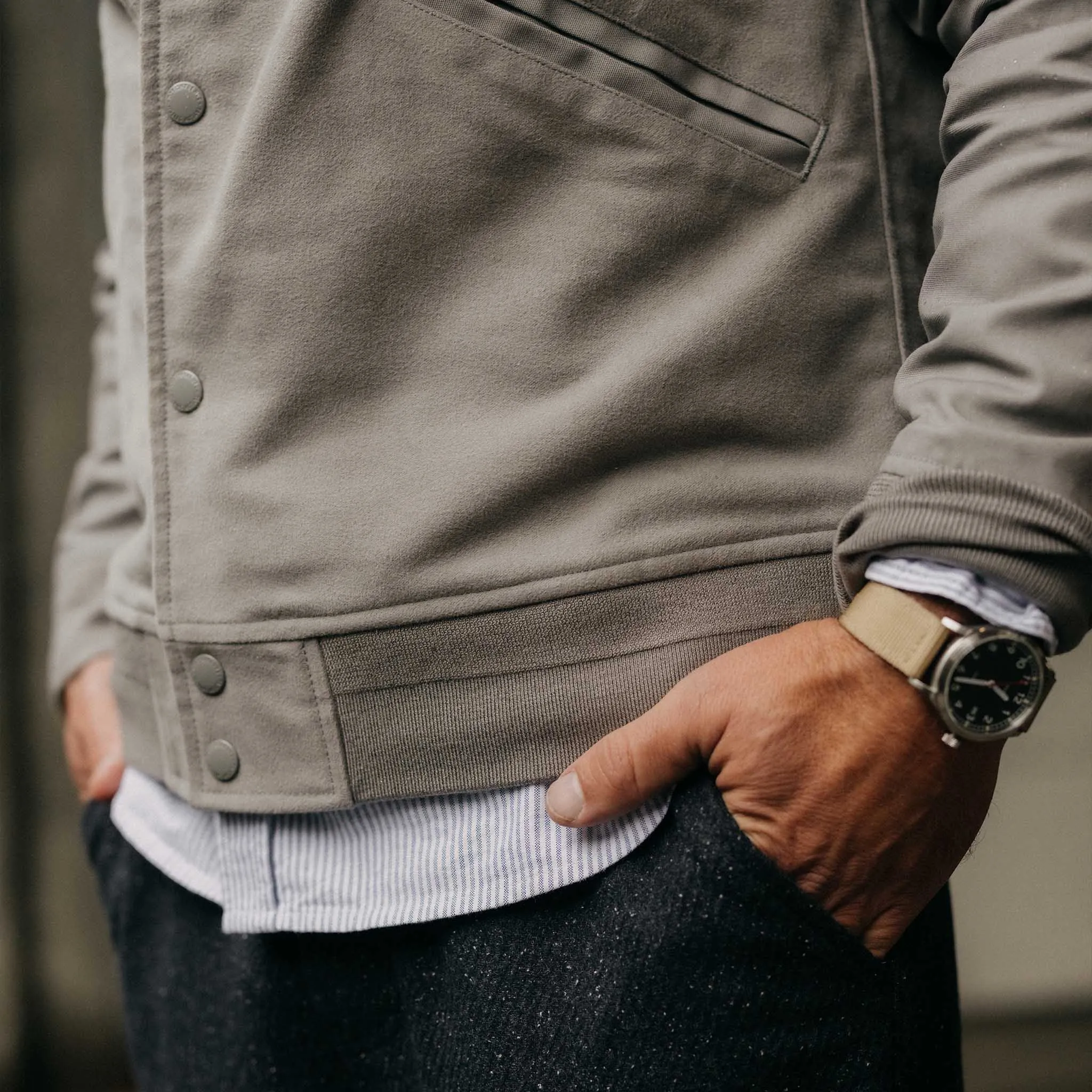 The Campus Jacket in Grey Moleskin