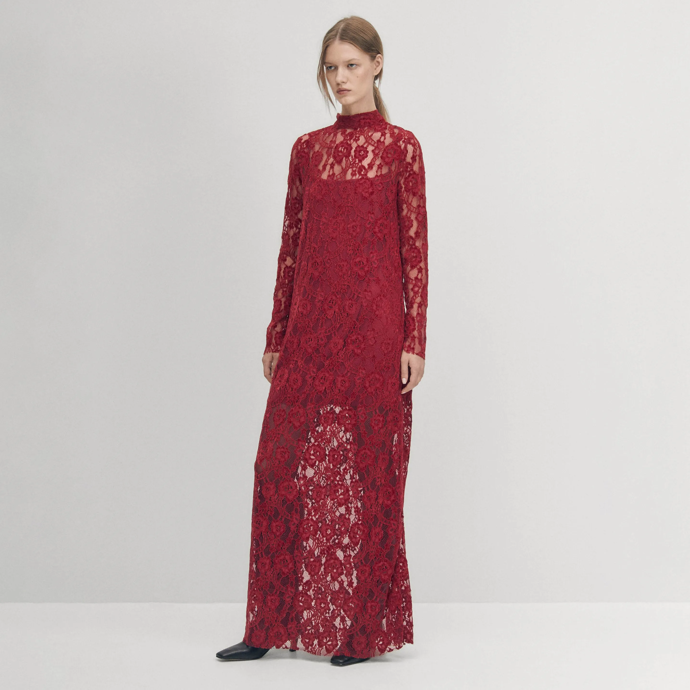 Tiban Lace Wine Dress