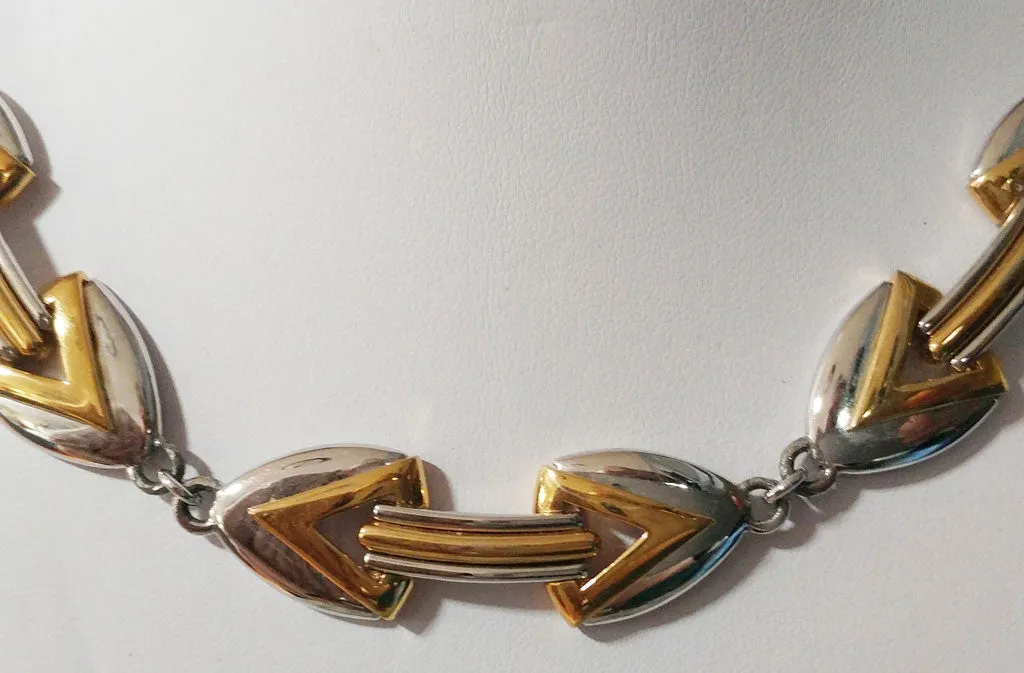 *VINTAGE '80s MONET GOLD & SILVER TONE POWER NECKLACE