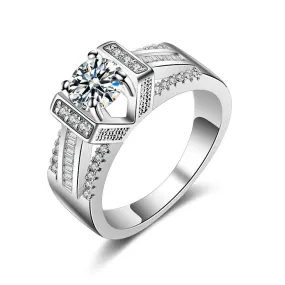 Vintage Geometric Ring for Women Featuring Sparkling Diamond Zircon Accent