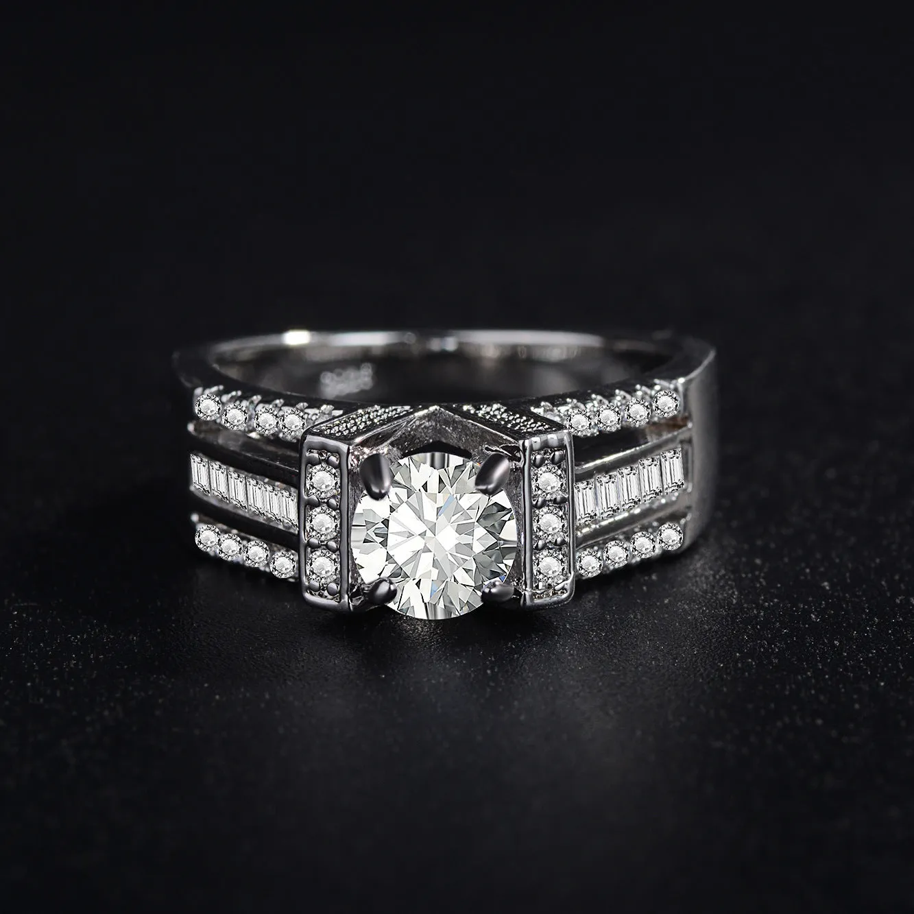 Vintage Geometric Ring for Women Featuring Sparkling Diamond Zircon Accent