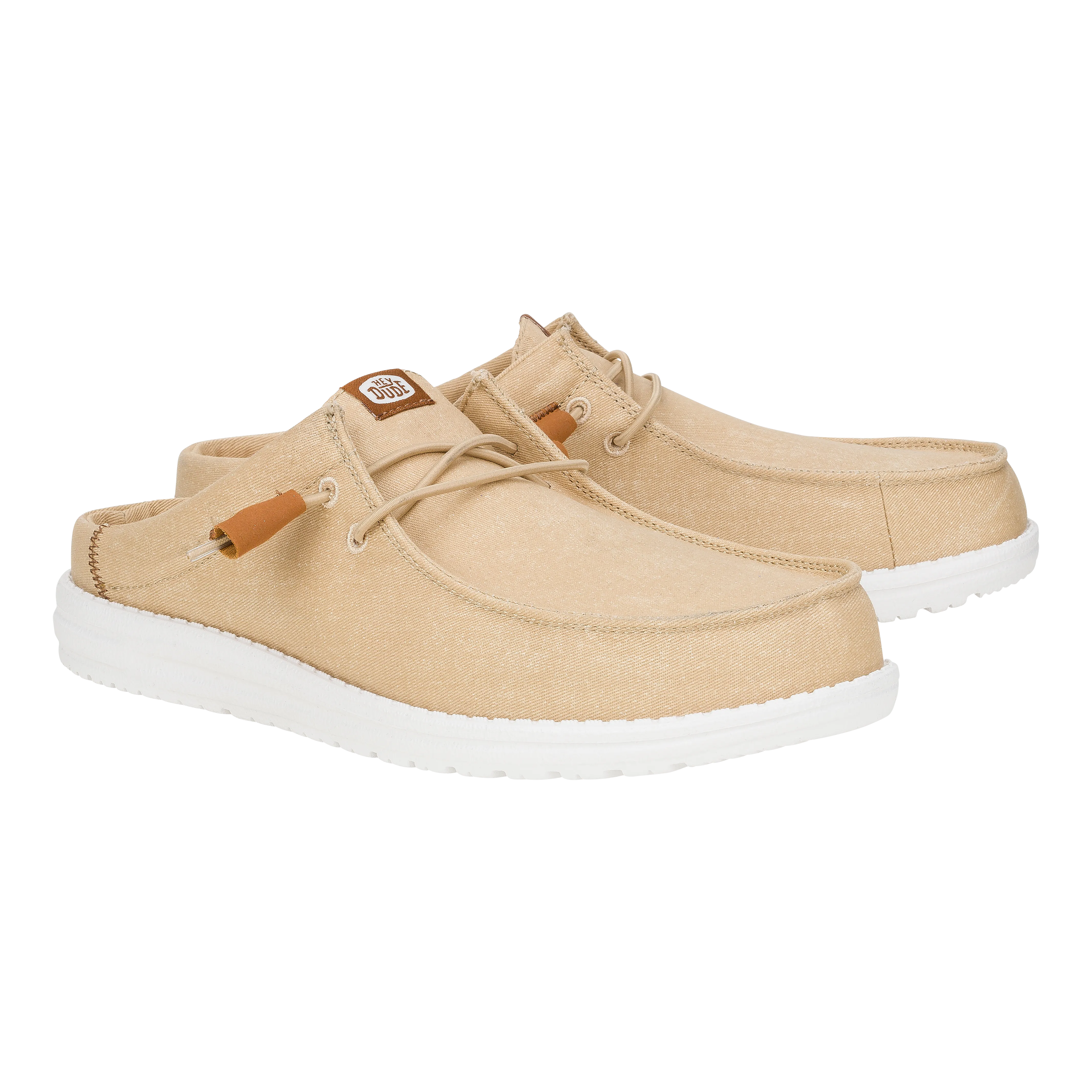 Wally Slip Stretch Canvas - Tan/White