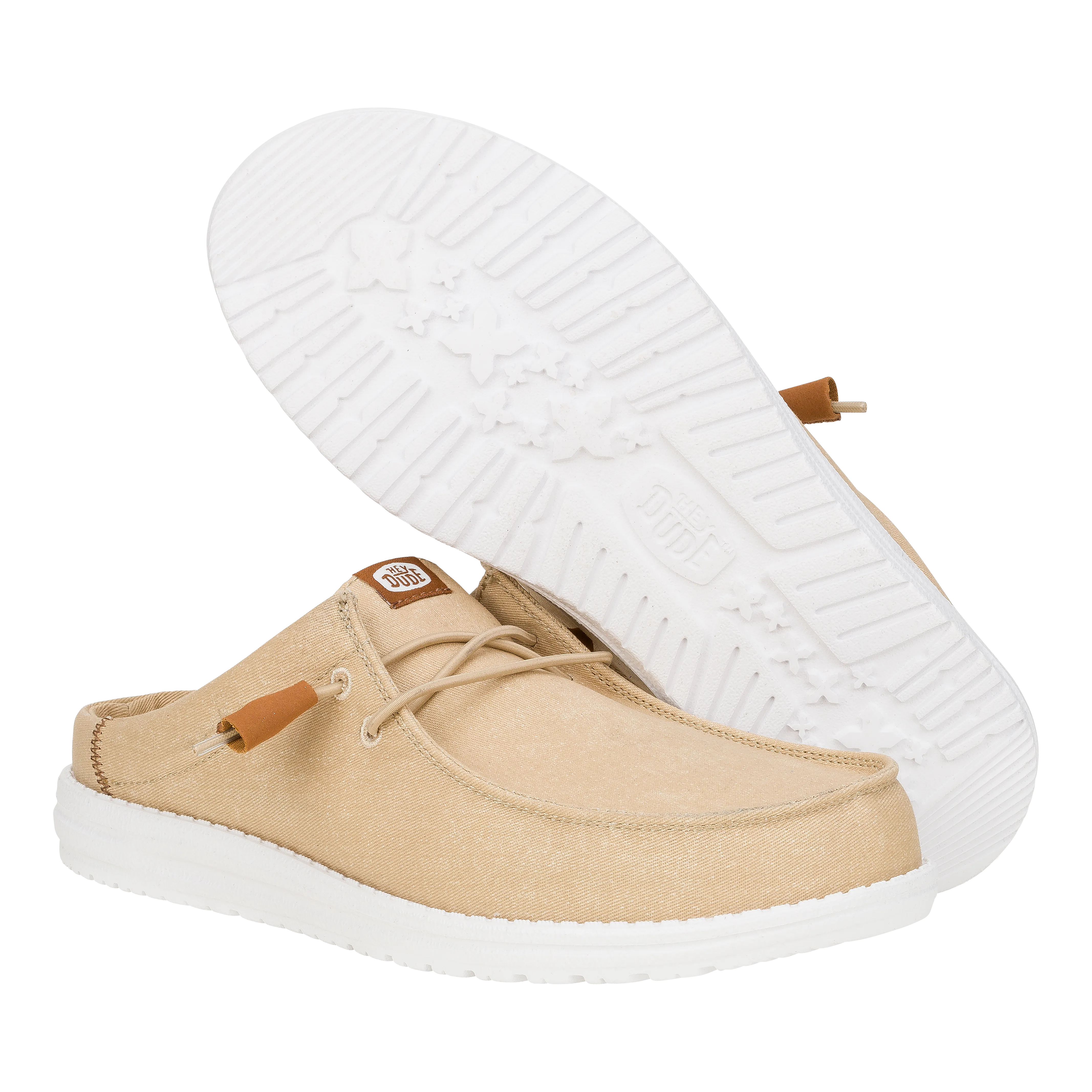 Wally Slip Stretch Canvas - Tan/White