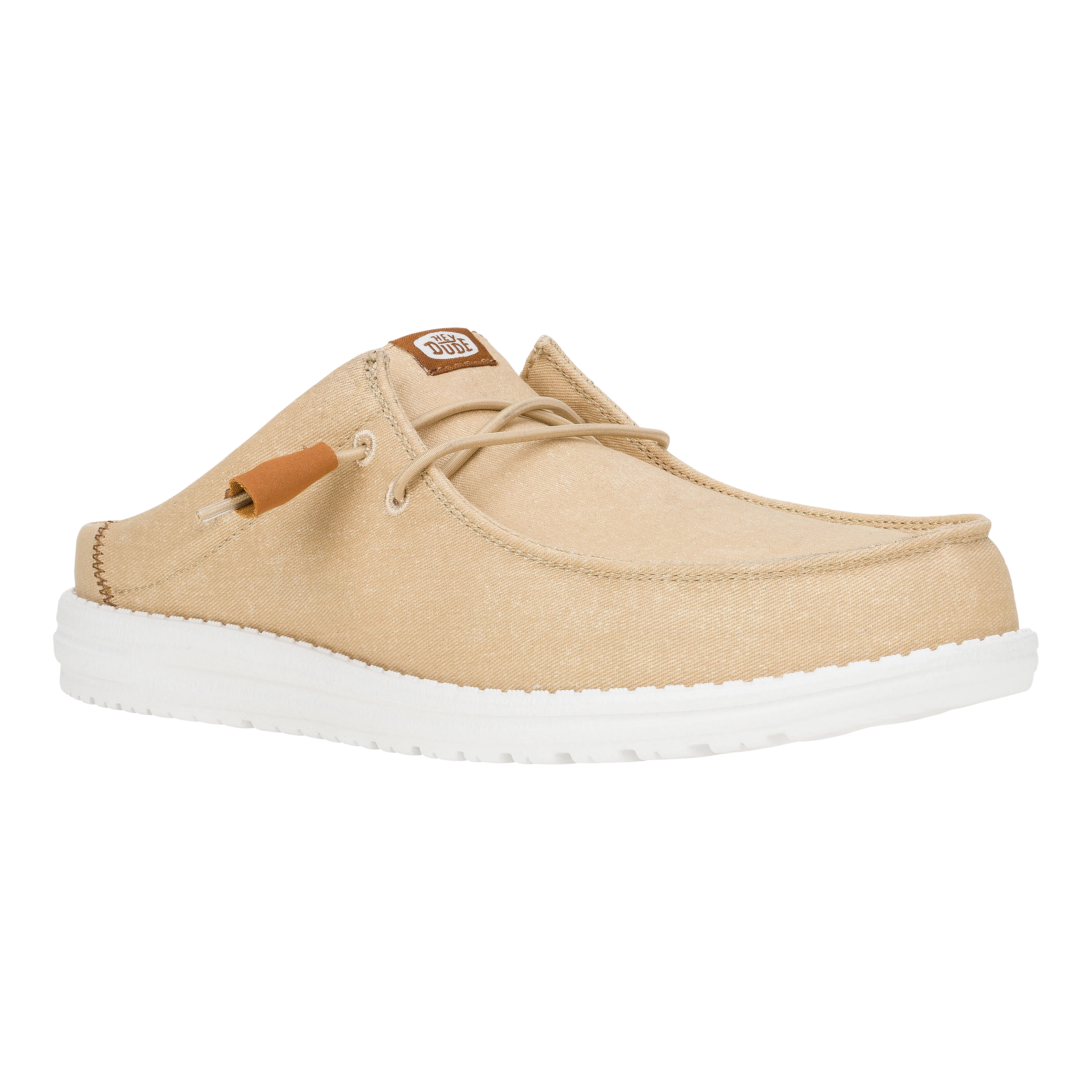 Wally Slip Stretch Canvas - Tan/White